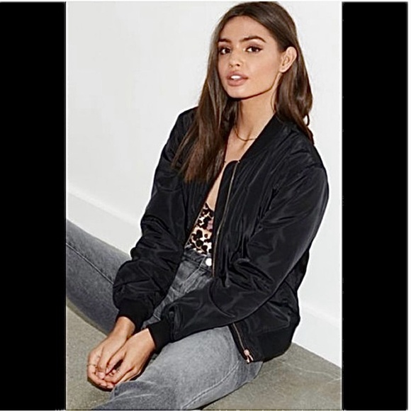 Kendall & Kylie Jackets & Blazers - Kendall & Kylie Black Bomber Jacket with Copper Zipper